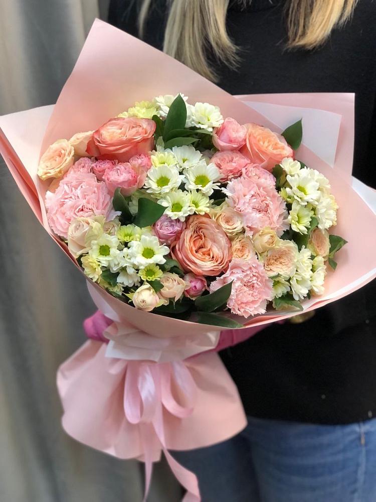 Букет цветов из: Гвоздики, Розы и Хризантемы в Краснолипье