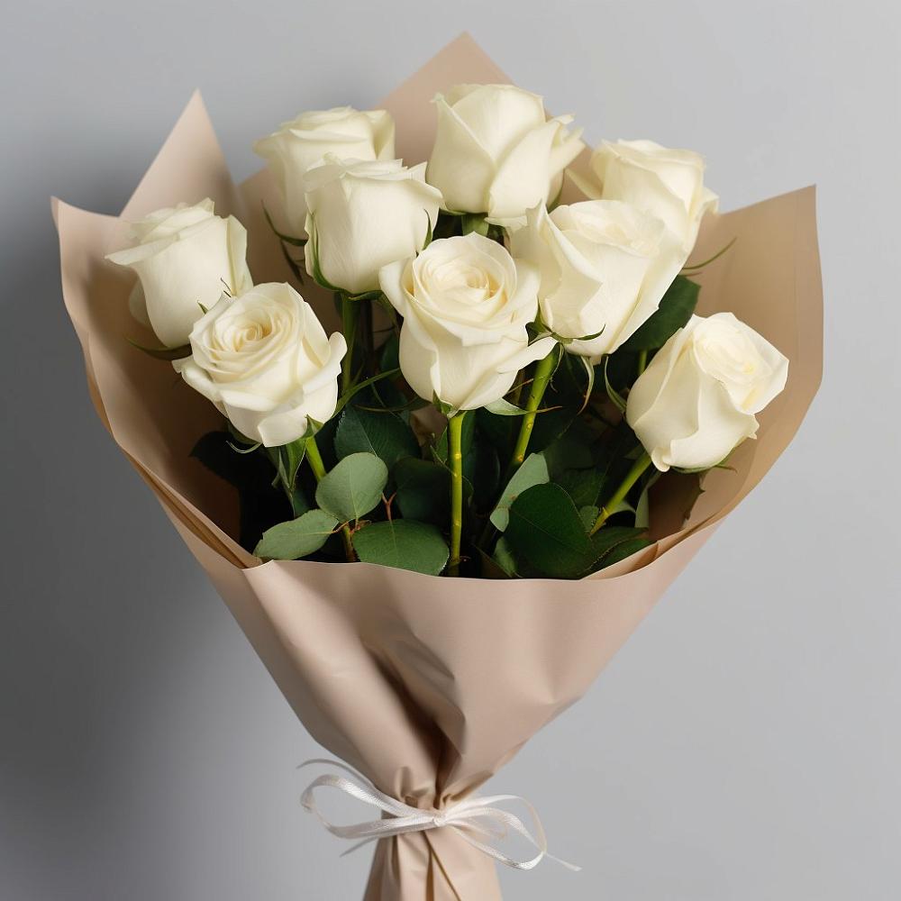Букет 9 Белых роз Эдлесс Лав в Краснолипье