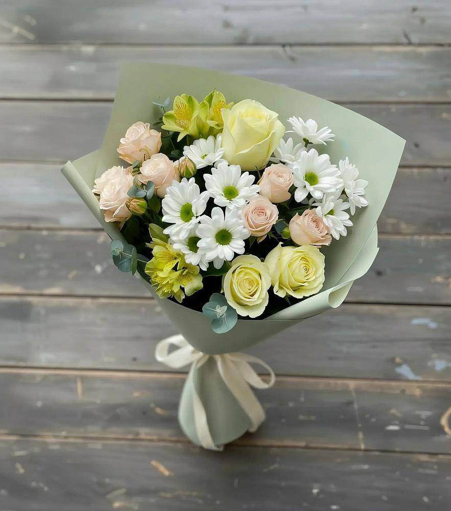 Букет цветов из: Альстромерии, Розы и Хризантемы в Краснолипье
