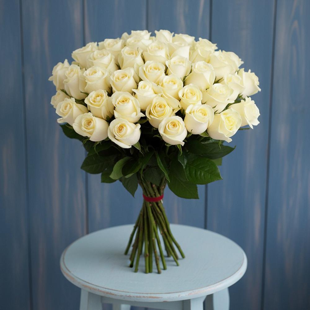 Букет 51 Белая роза Эдлесс Лав в Краснолипье