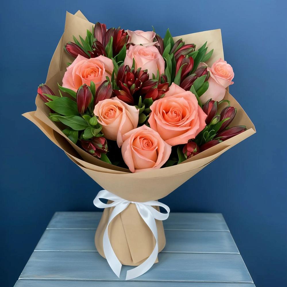 Букет цветов из: Розы и Альстромерии в Краснолипье