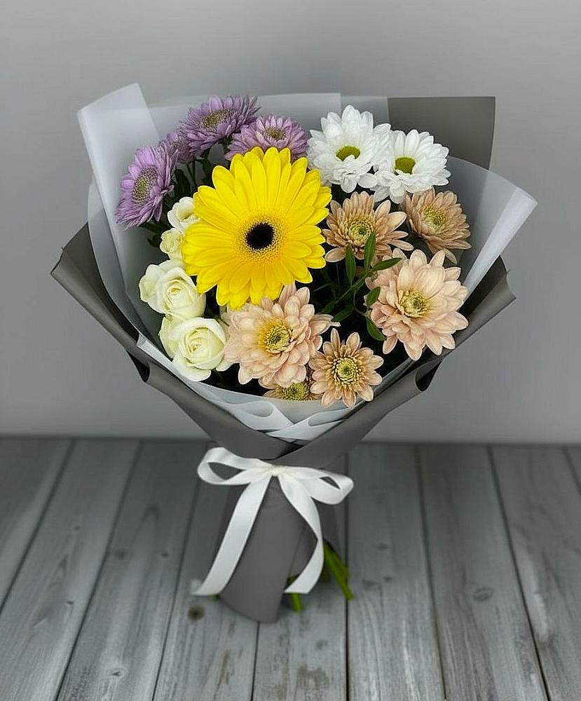 Букет цветов из: Розы, Герберы и Хризантемы в Краснолипье