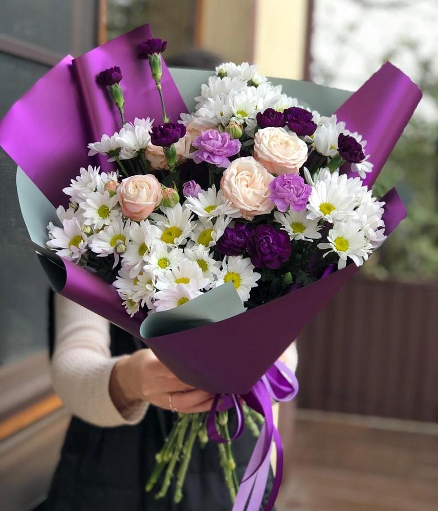 Букет цветов из: Хризантемы, Гвоздики и Розы в Краснолипье