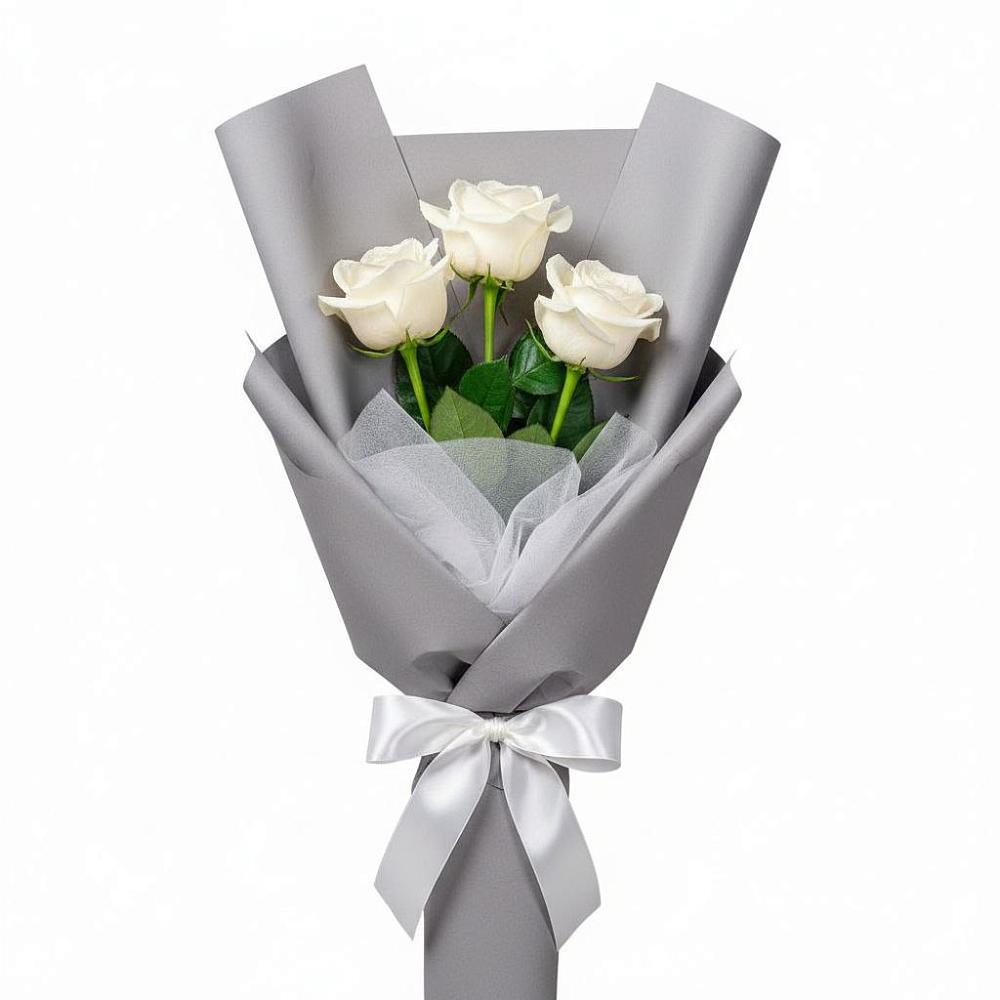 Букет 3 белые розы в Краснолипье