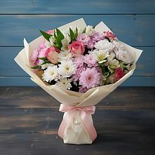 Букет цветов из:  Хризантемы, Альстромерии и Розы в Краснолипье