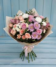 Букет цветов из:  Хризантемы, Розы и Альстромерии в Краснолипье