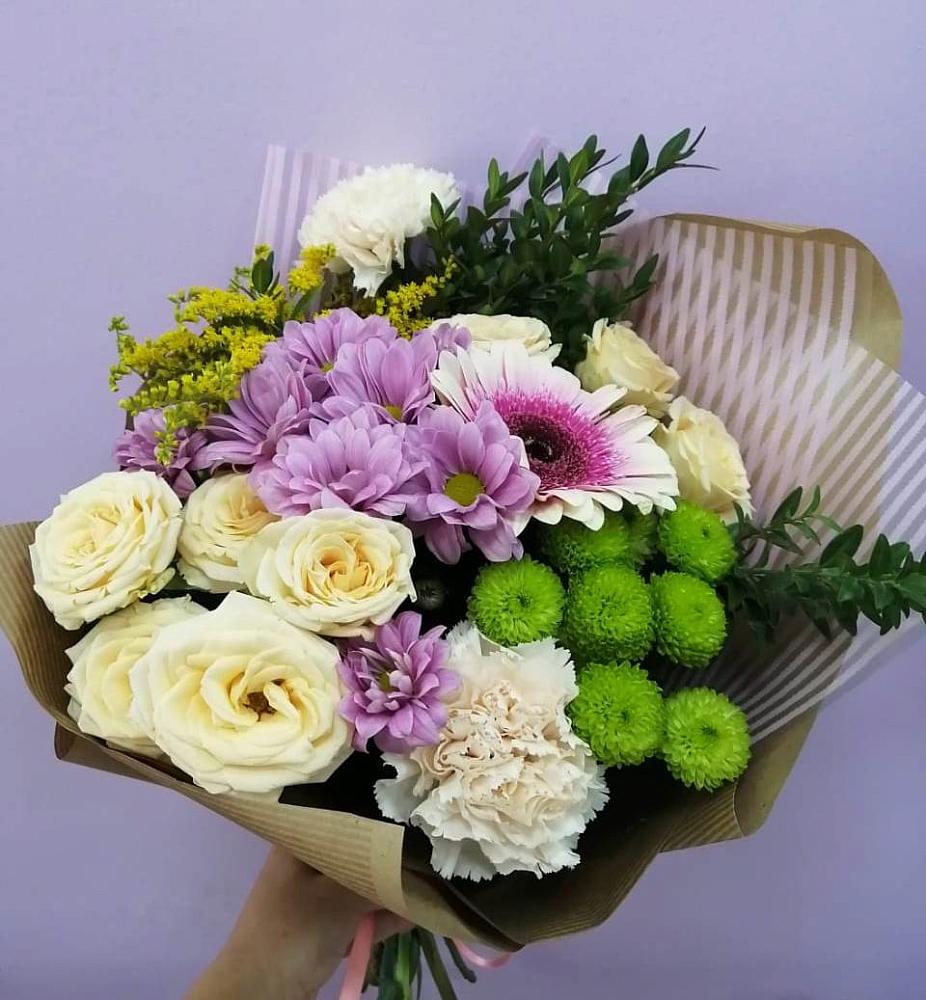 Букет цветов из: Хризантемы, Розы, Гвоздики и Герберы в Краснолипье