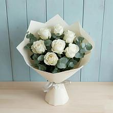 Букет Белые розы в Эвкалипте в Краснолипье