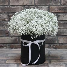 Цветочная композиция из Гипсофила в шляпной коробке в Краснолипье